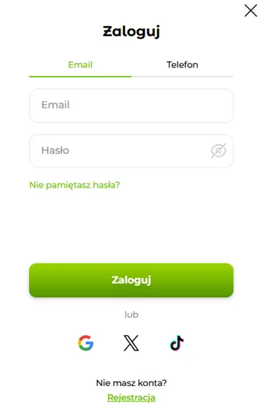 Formularz logowania do online Verde Casino