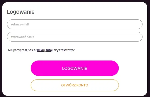 Formularz wejścia HappySlots Casino